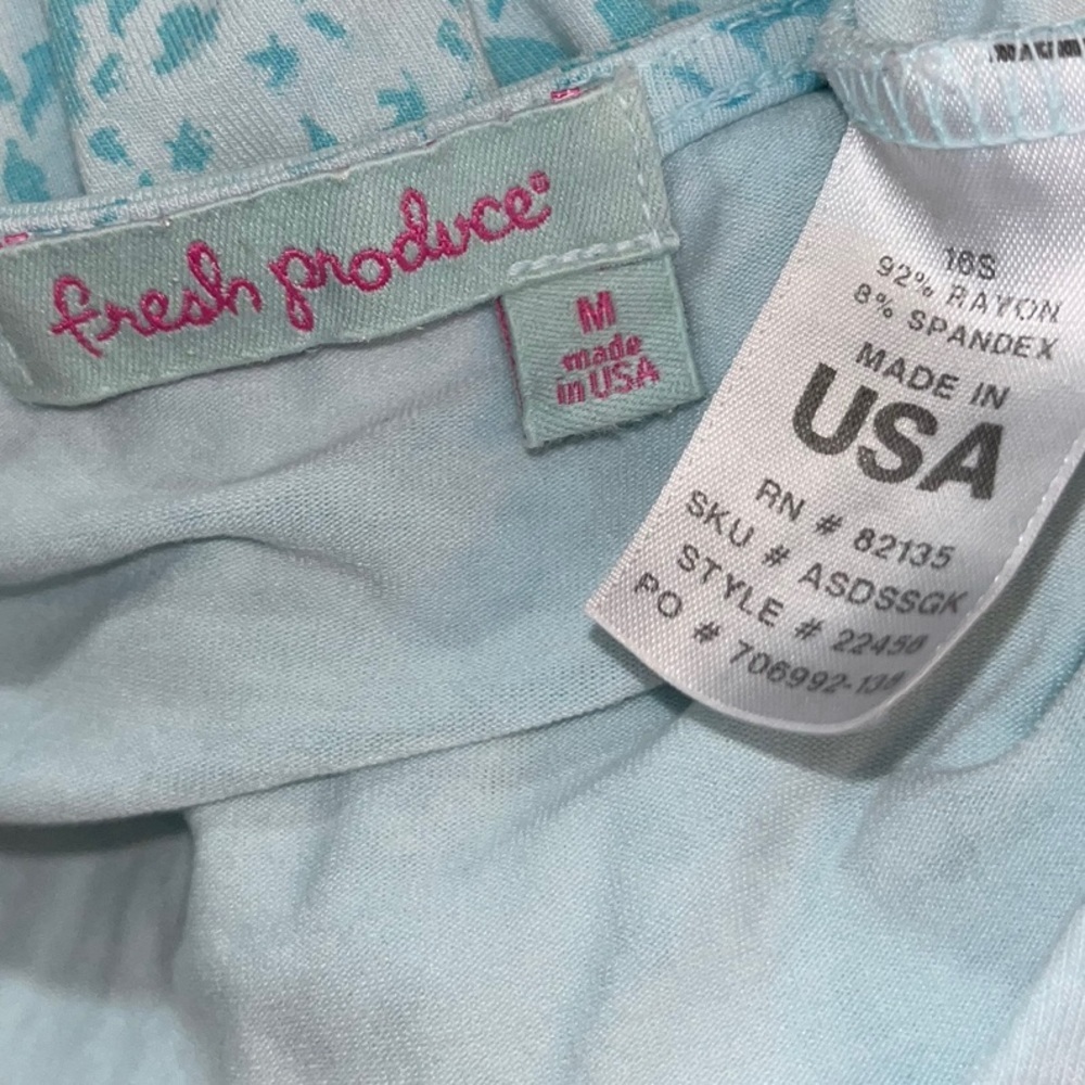 FRESH PRODUCE Coastal Faux Wrap Dress Teal Aqua Blue Reptile Snake Skin Print M - Picture 9 of 9